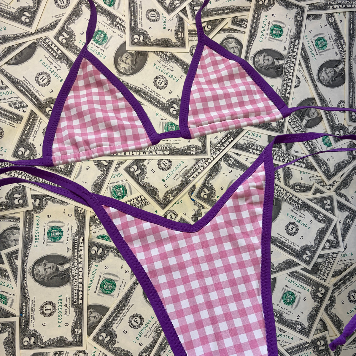 Purple On Pink Gingham x StrictlyTonic Bikini