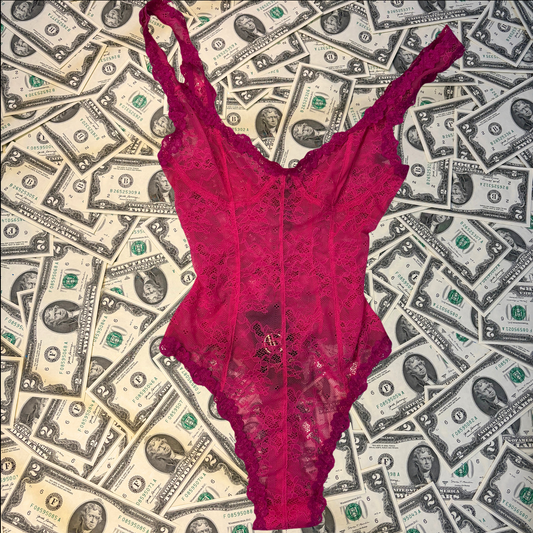 Fuschia Pink Lace Wireless Teddy With Snaps