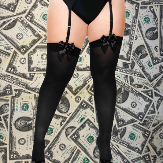 Candy Girl Satin Bow Thigh Highs Queen Size Stockings