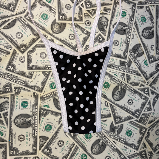 Black Polka Dot Slingshot Bikini Set