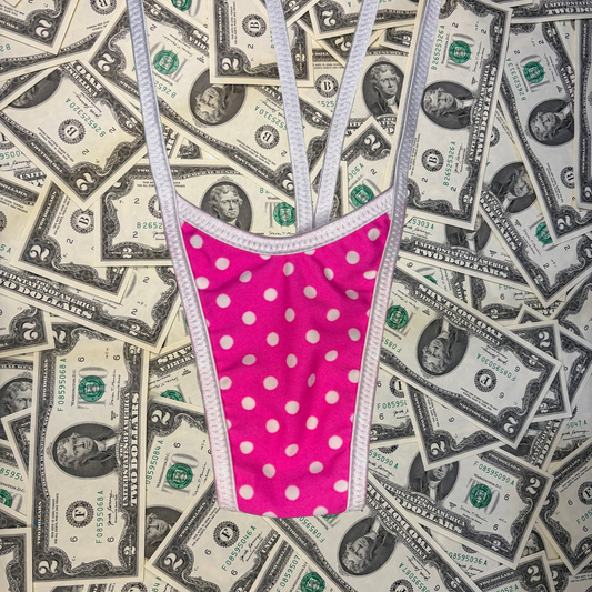 Pink Polka Dot Slingshot Bikini Set