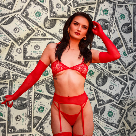 Red Hot Fishnet Glove Set