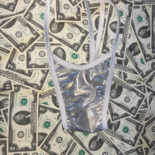 Silver Metallic Slim Top Slingshot Bikini Set