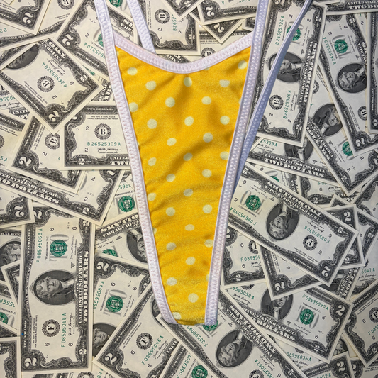 Yellow Polka Dot Slingshot Bikini Set