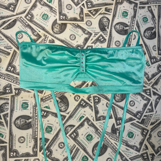 Seafoam Rhinestone Tube Top Slingshot Set