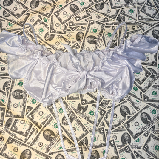 White Ruffle Tie Top Slingshot Set