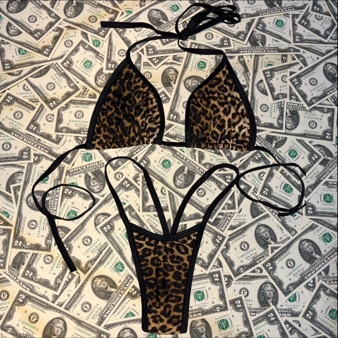 Cheetah Print Y Back Bikini Set