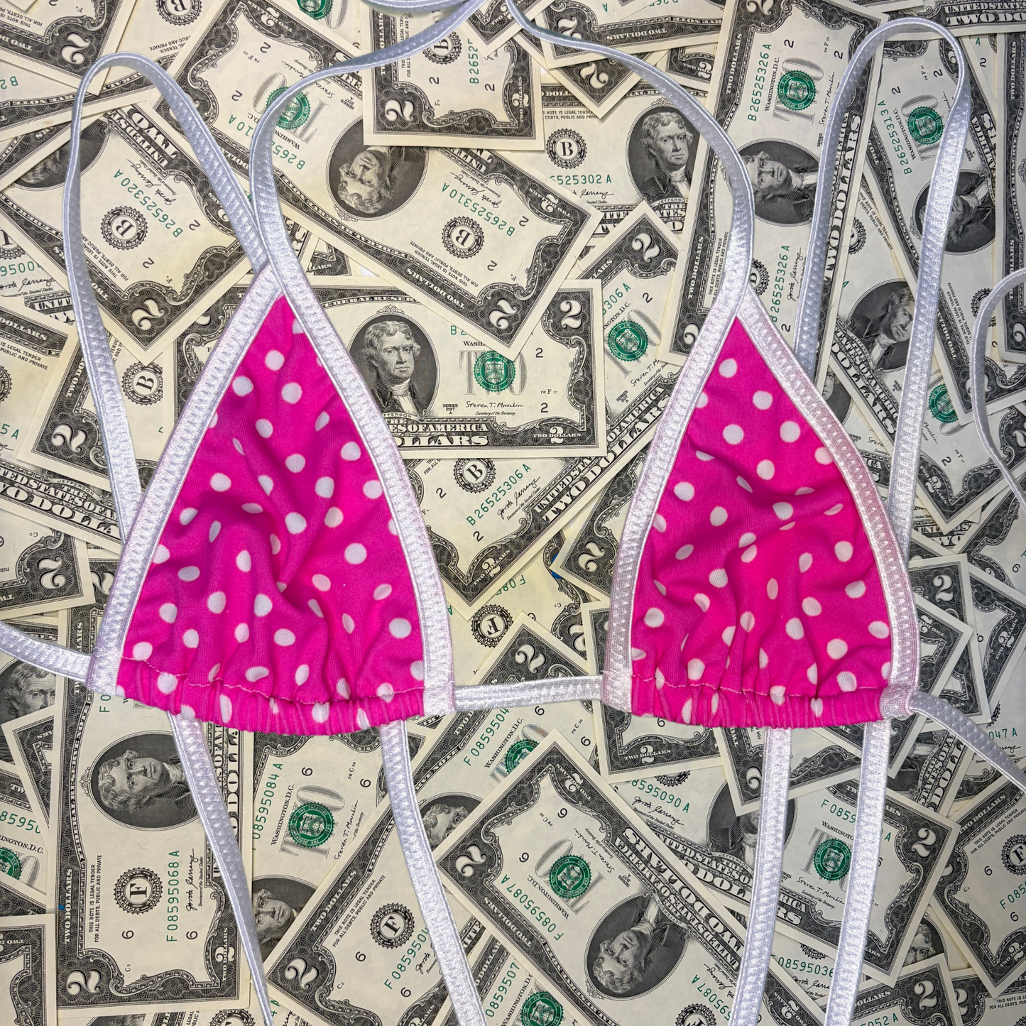 Pink and White Polka Dot Slingshot Bikini Set