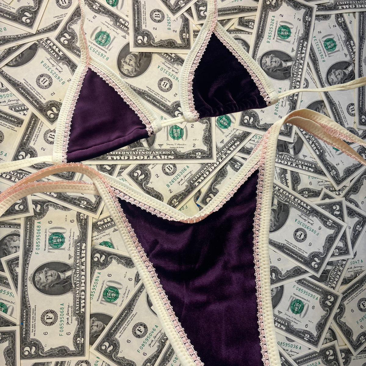 Pink Lace Cream On Purple Velvet x StrictlyTonic Bikini