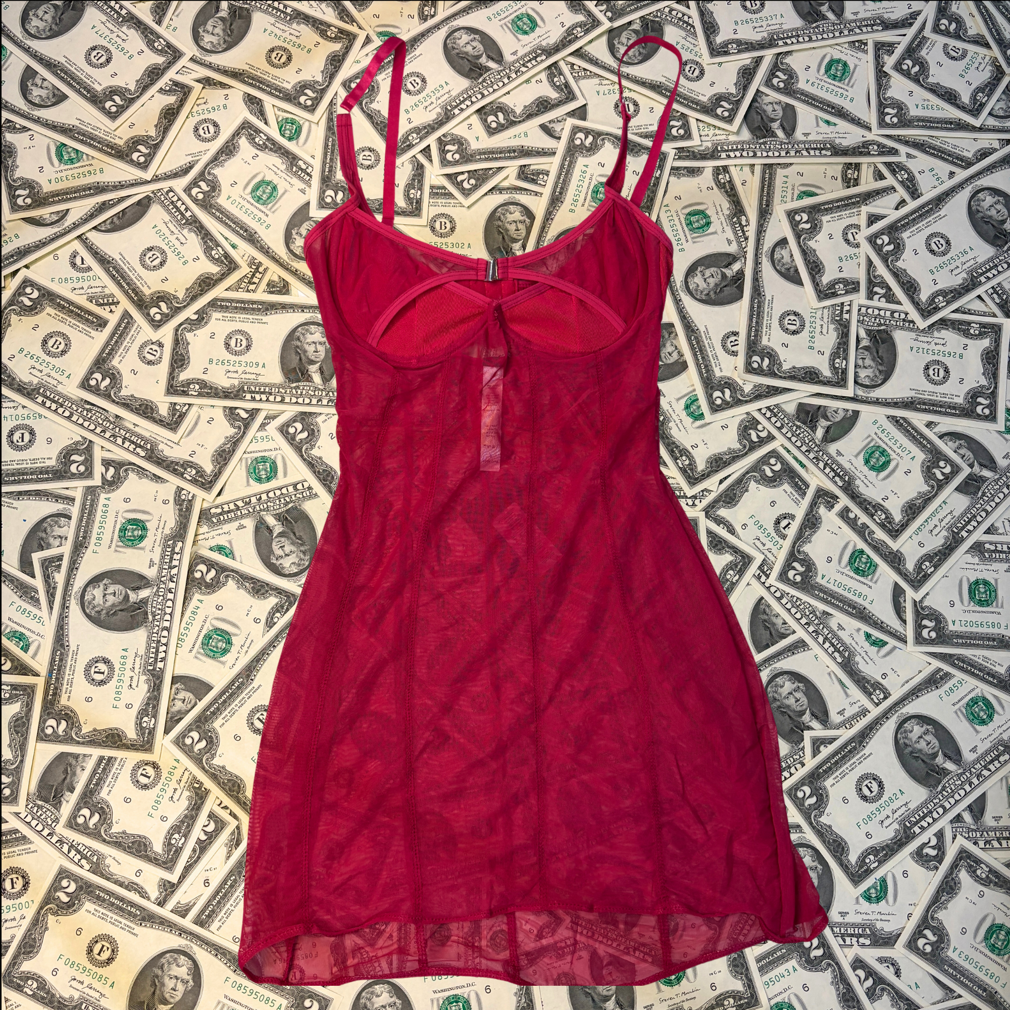 Sweetheart Rich Pink Mesh and Knit Chemise Set