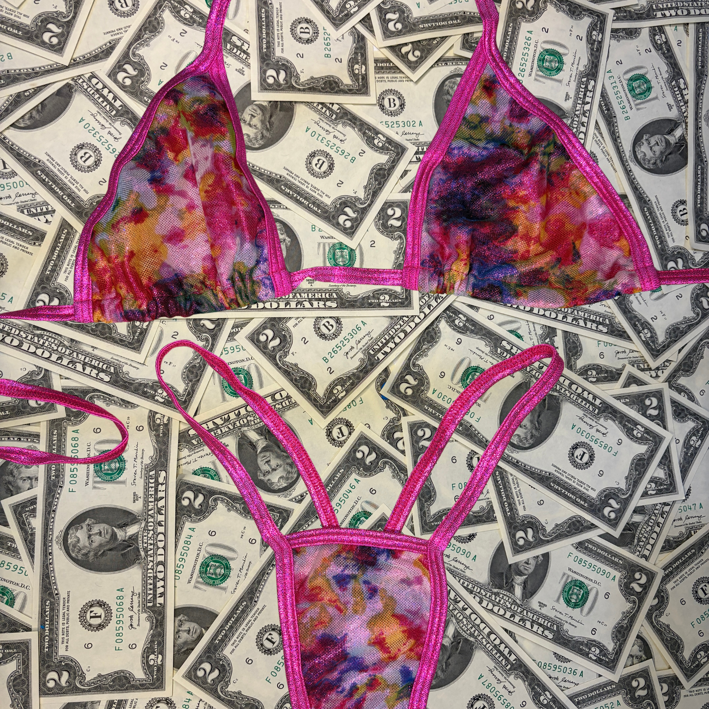 Hot Pink Plaid Slingshot Bikini Set