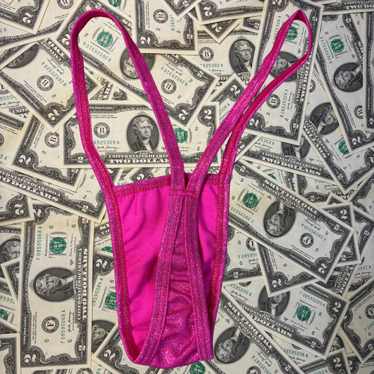 Pink Iridescent Thong Bikini Set