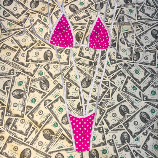 Pink and White Polka Dot Slingshot Bikini Set