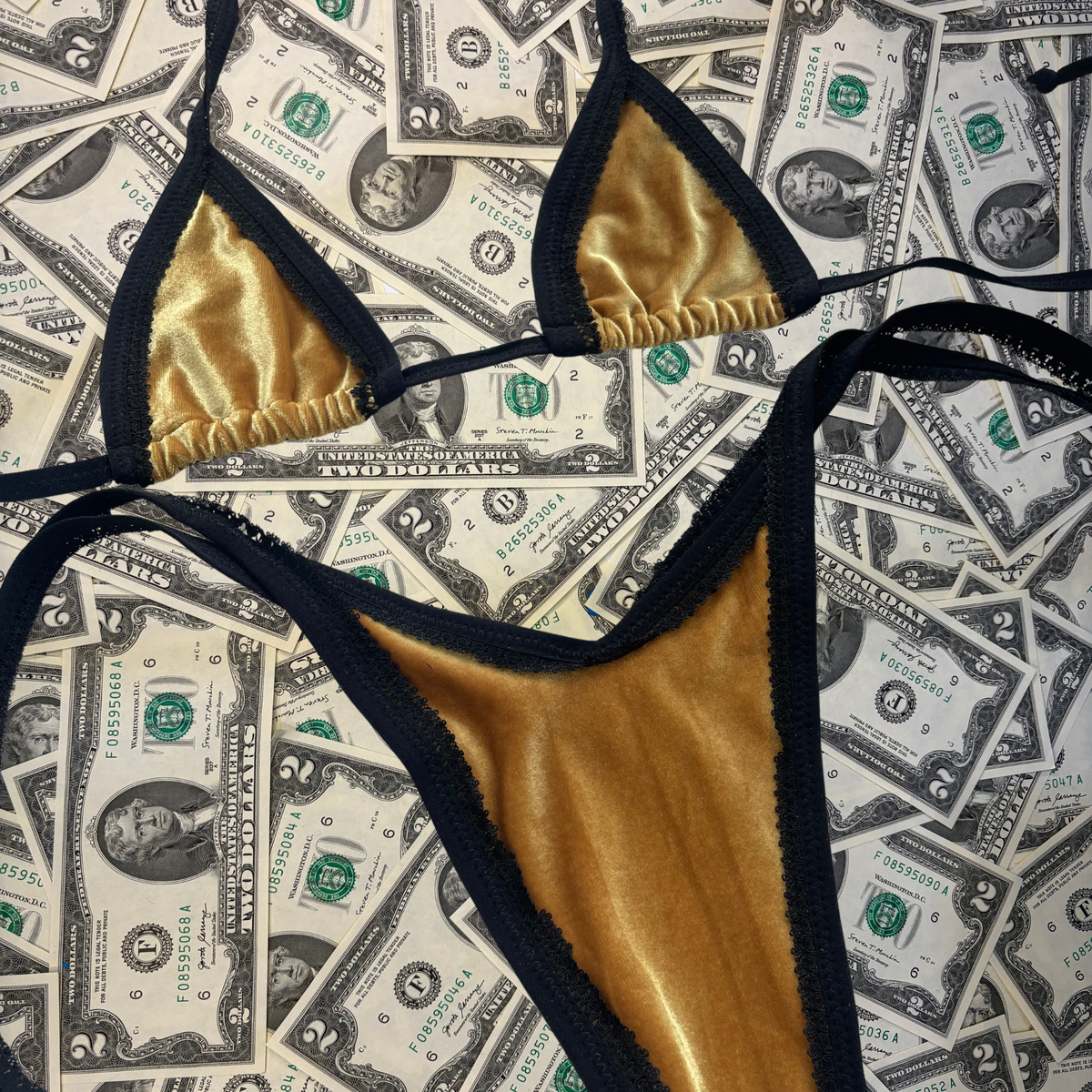 Black Lace Black On Gold Velvet x StrictlyTonic Bikini