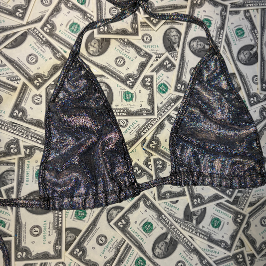 Silver Iridescent Thong Bikini Set