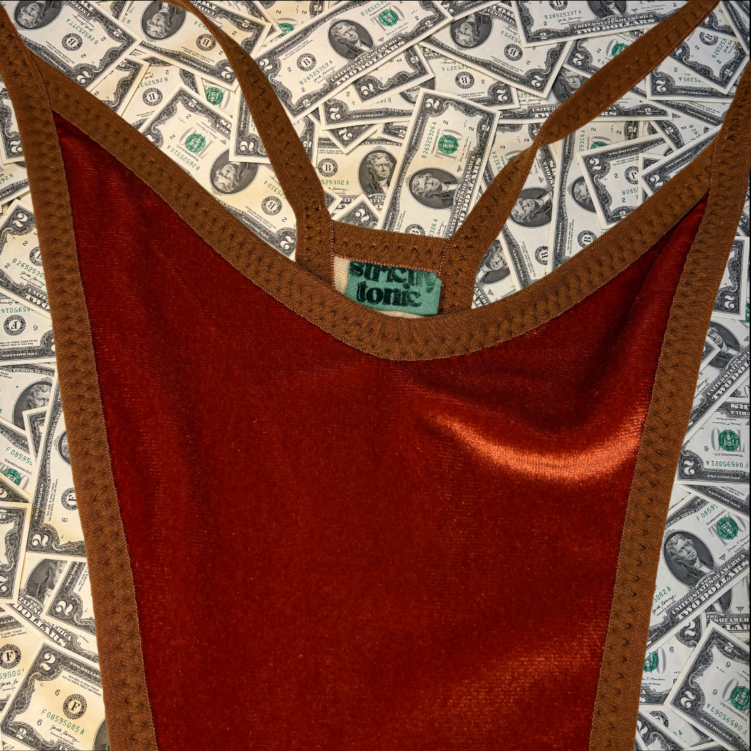 Tan On Burnt Orange Velvet x StrictlyTonic Bikini