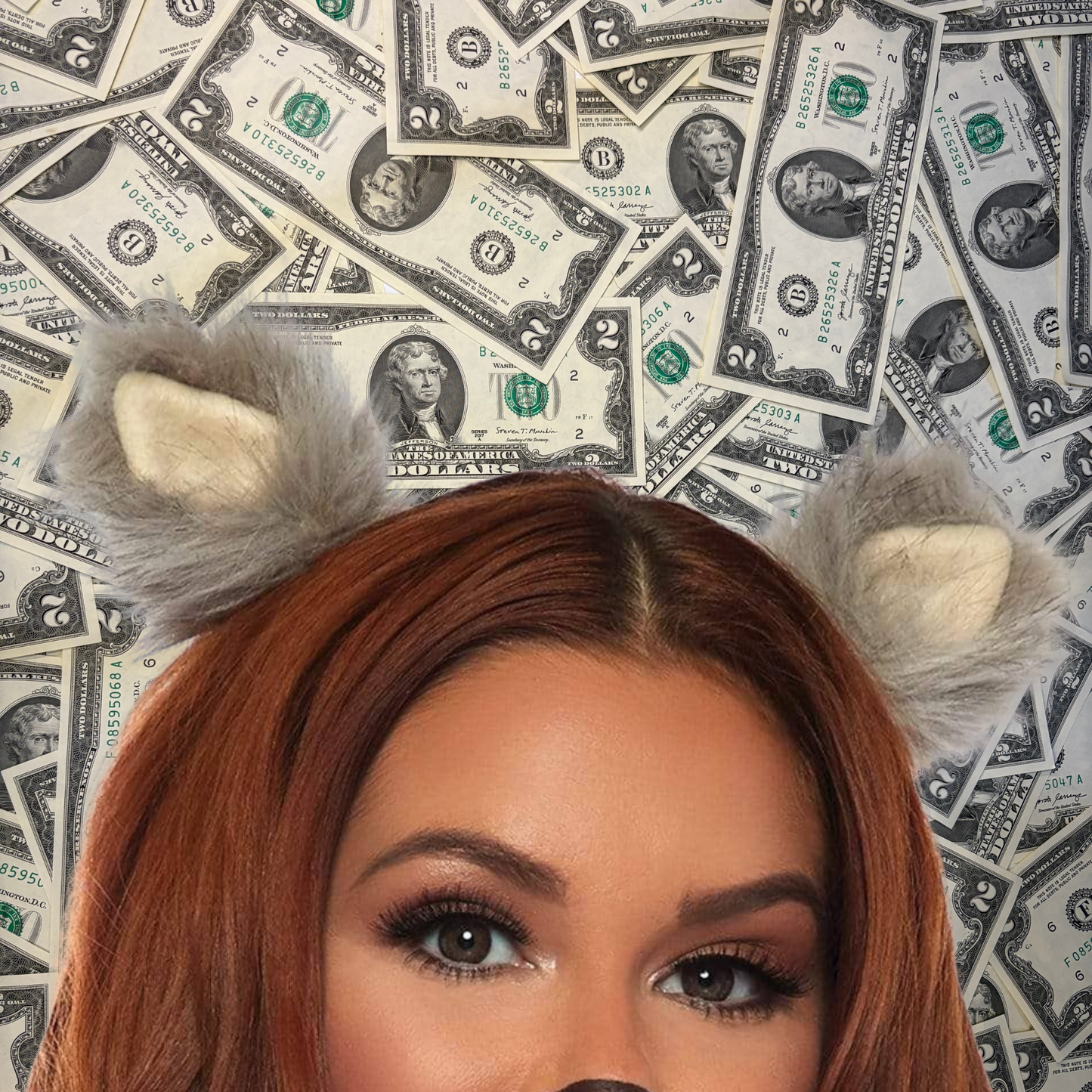 Gray Furry Animal Ear Hair Clips