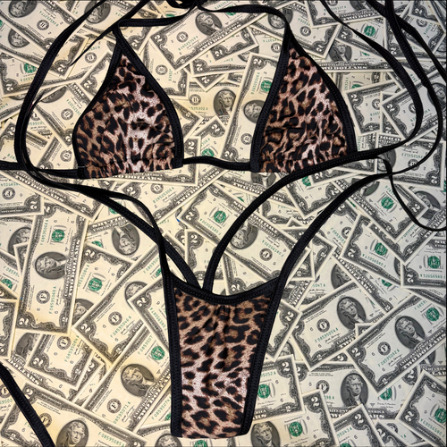 Cheetah Print Slingshot Bikini Set