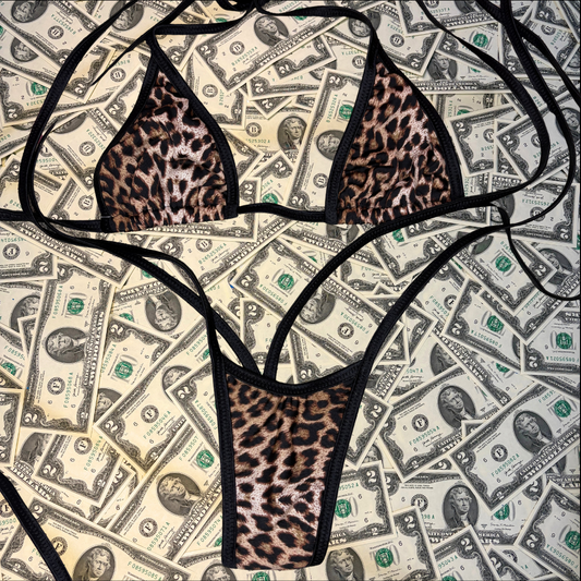 Cheetah Print Slingshot Bikini Set