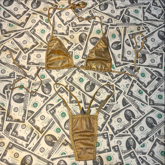 Gold Iridescent Thong Bikini Set