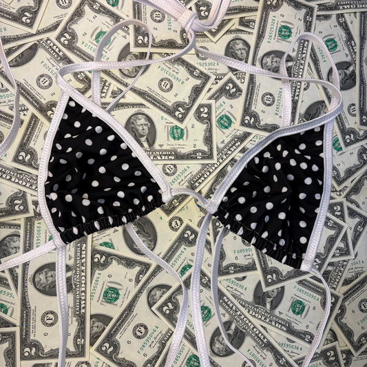 Black and White Polka Dot Slingshot Bikini Set