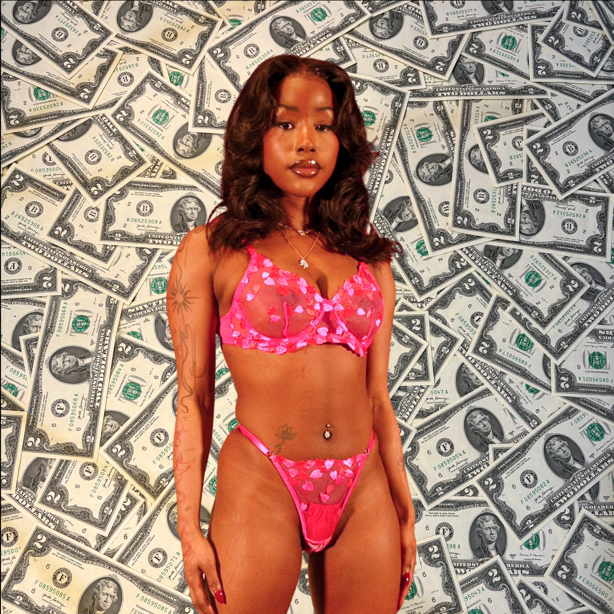 Be Mine Hot Pink Heart Lingerie Set