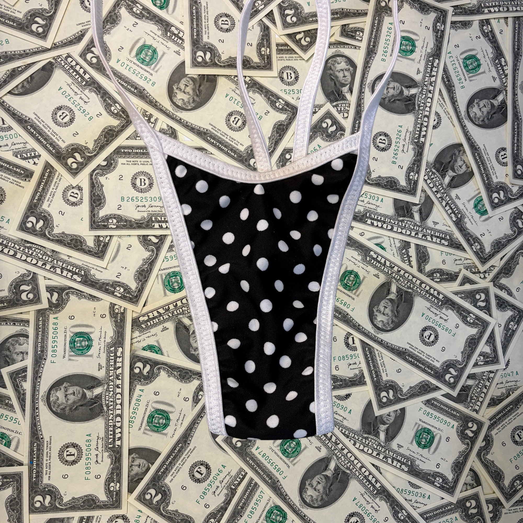 Black Polka Dot Slingshot Bikini Set