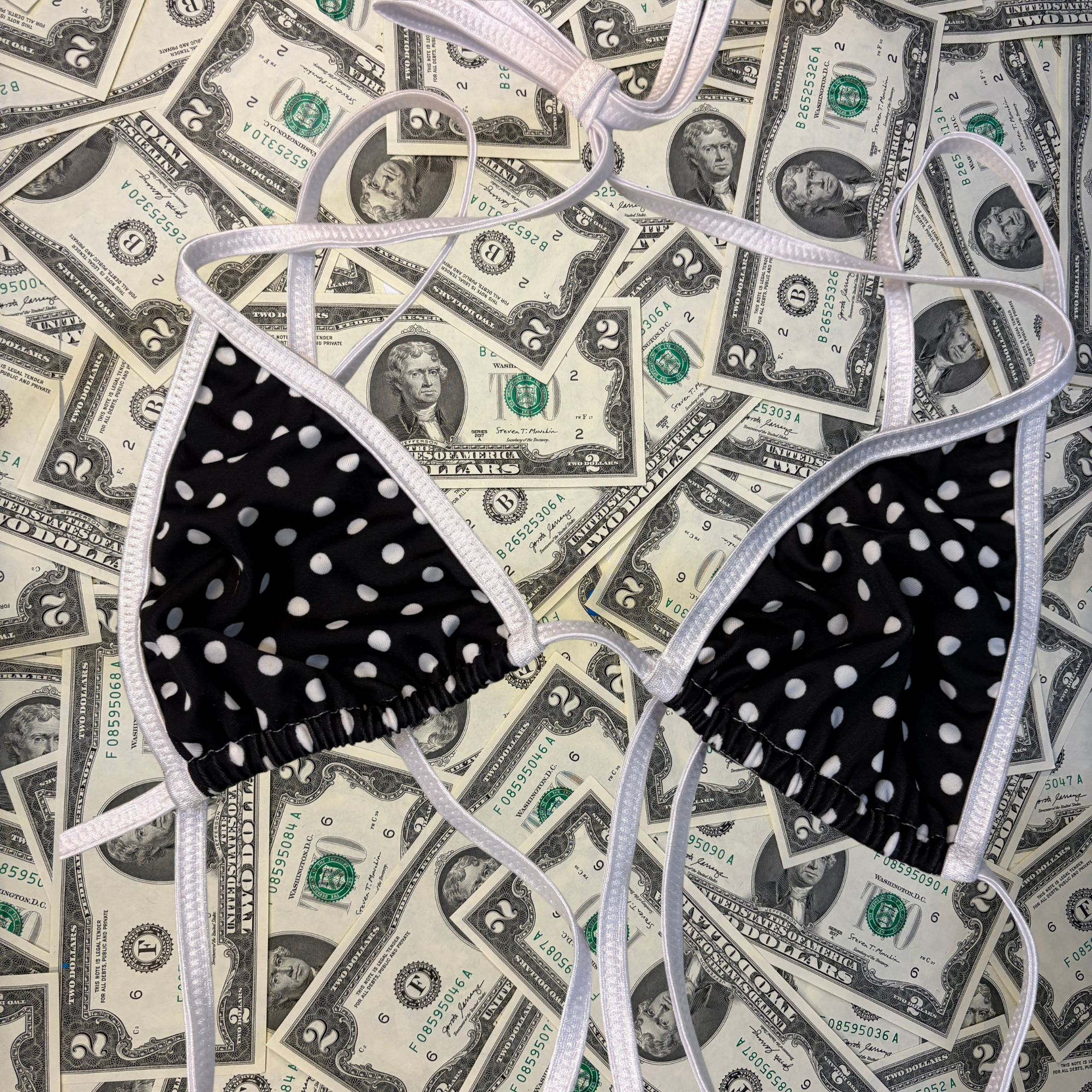 Black Polka Dot Slingshot Bikini Set