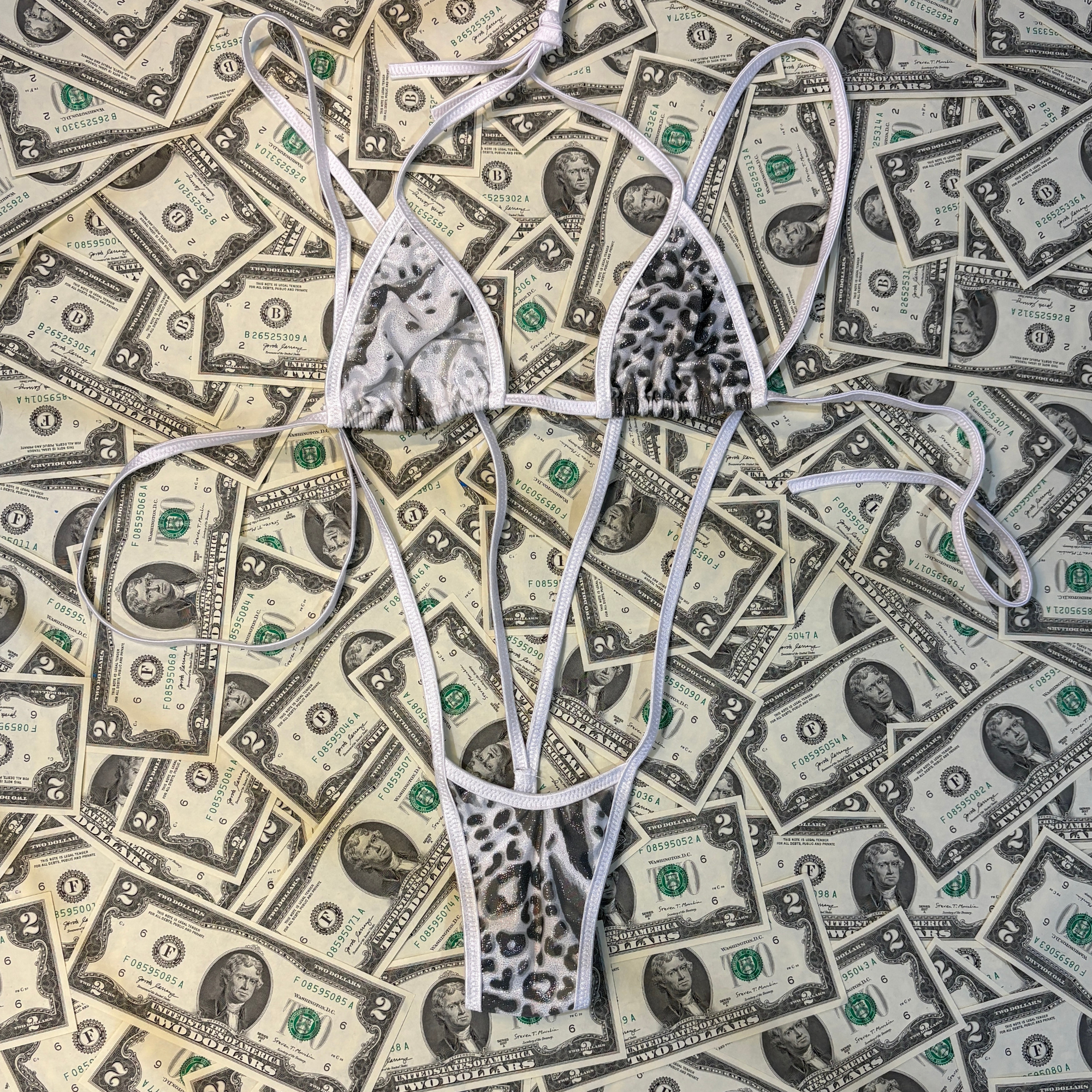 Grey Leopard Slingshot Bikini Set