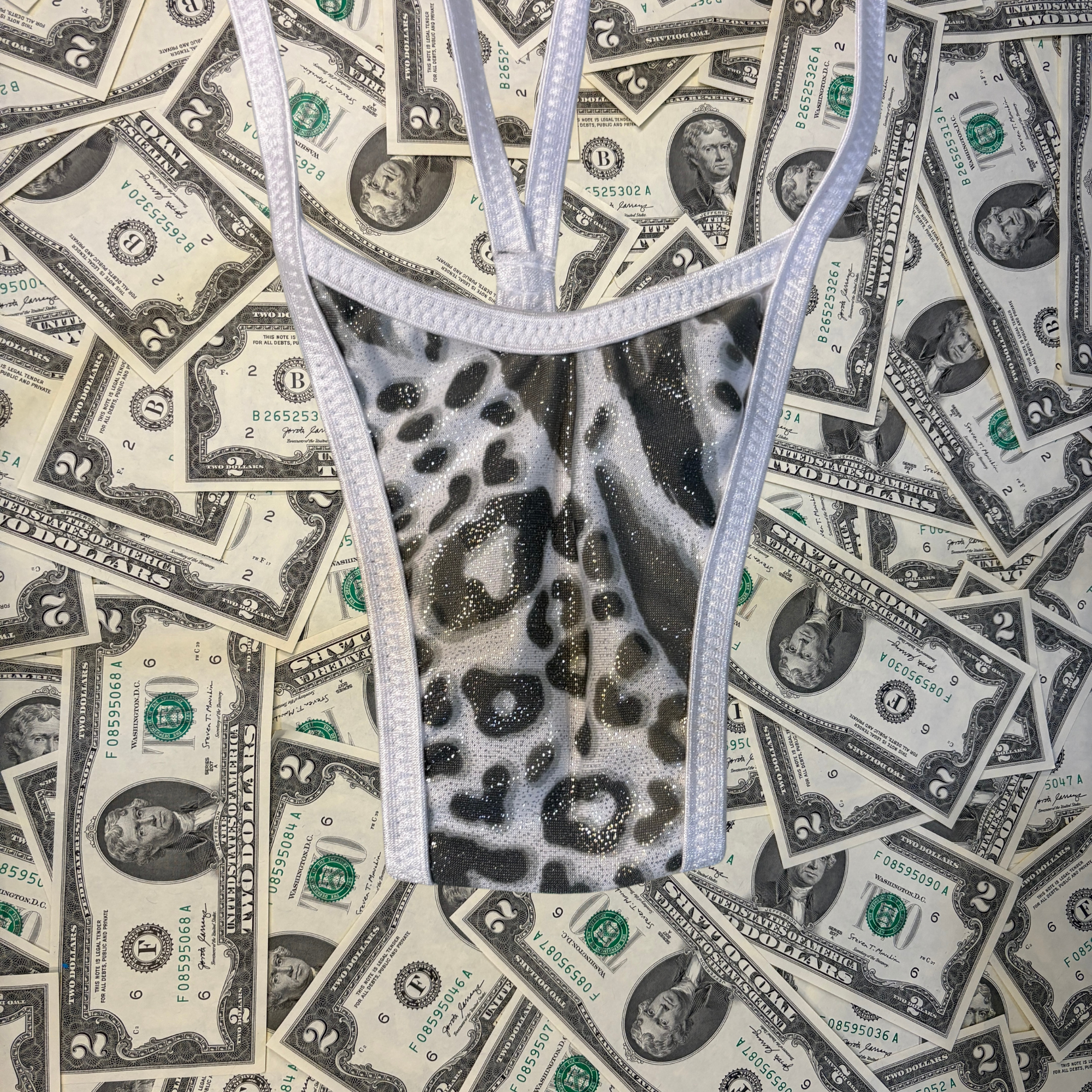 Grey Leopard Slingshot Bikini Set