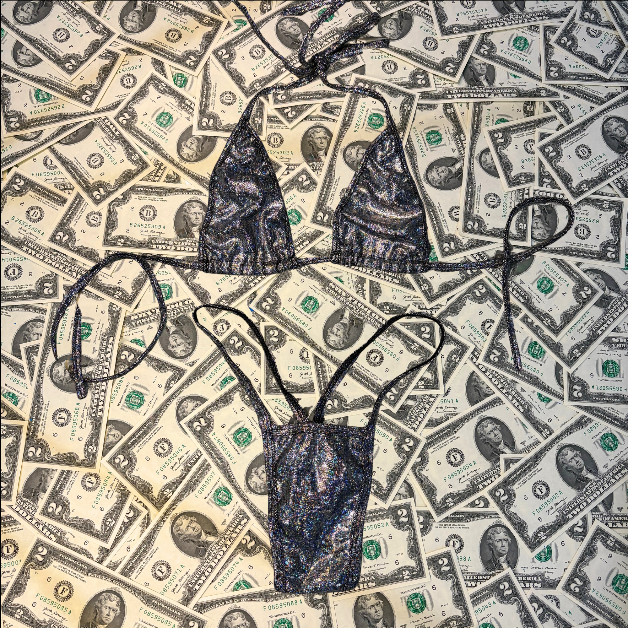 Iridescent Metallic Thong Bikini Set