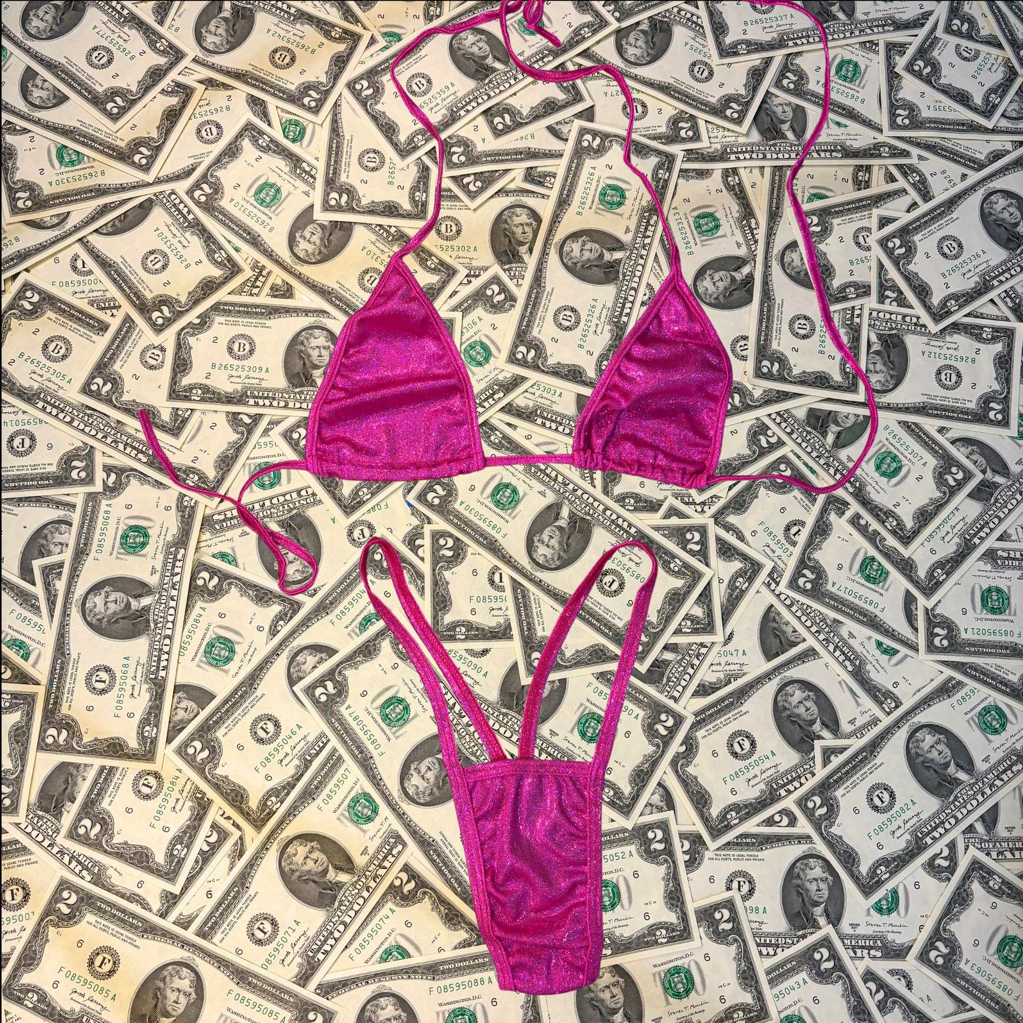 Iridescent Metallic Thong Bikini Set