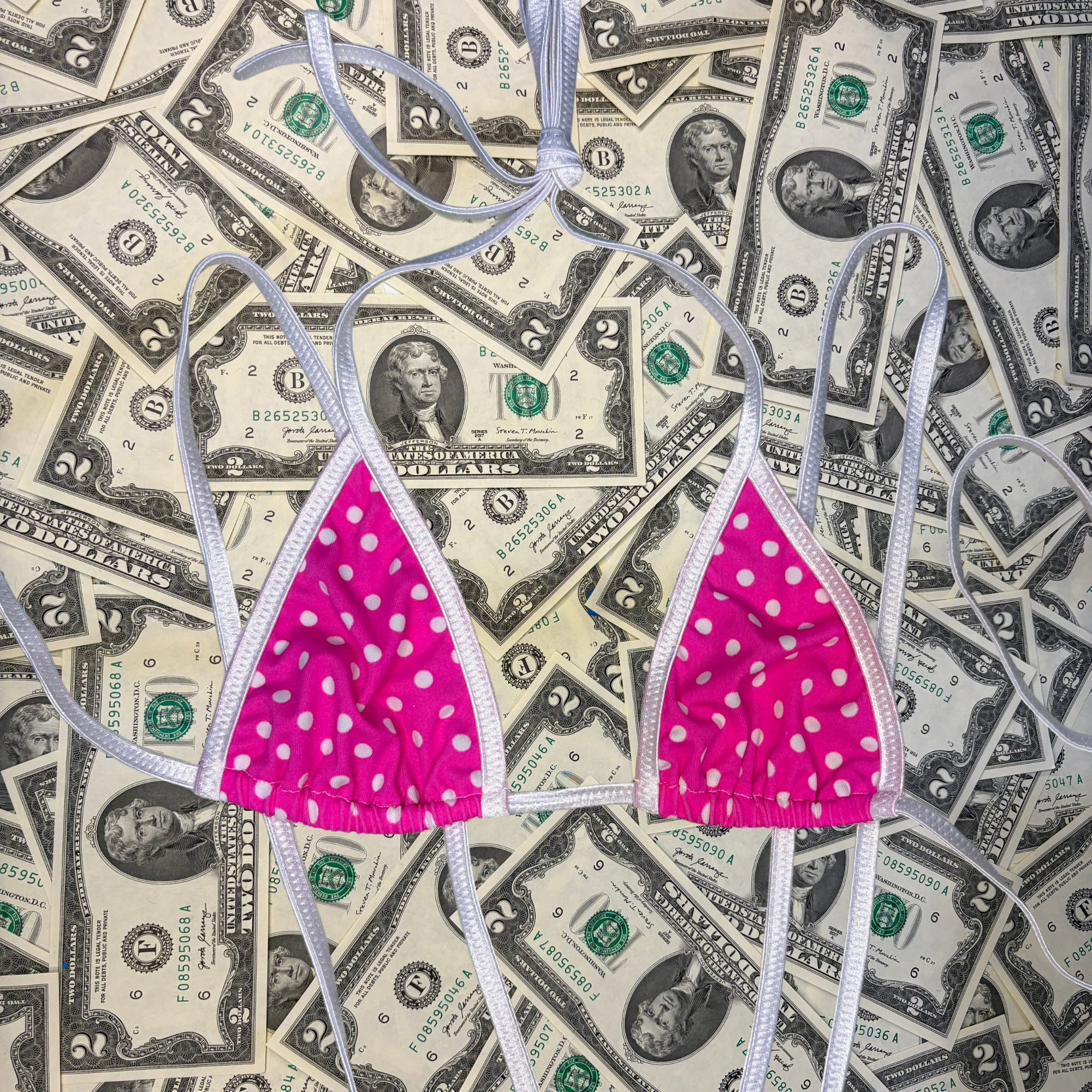 Pink Polka Dot Slingshot Bikini Set