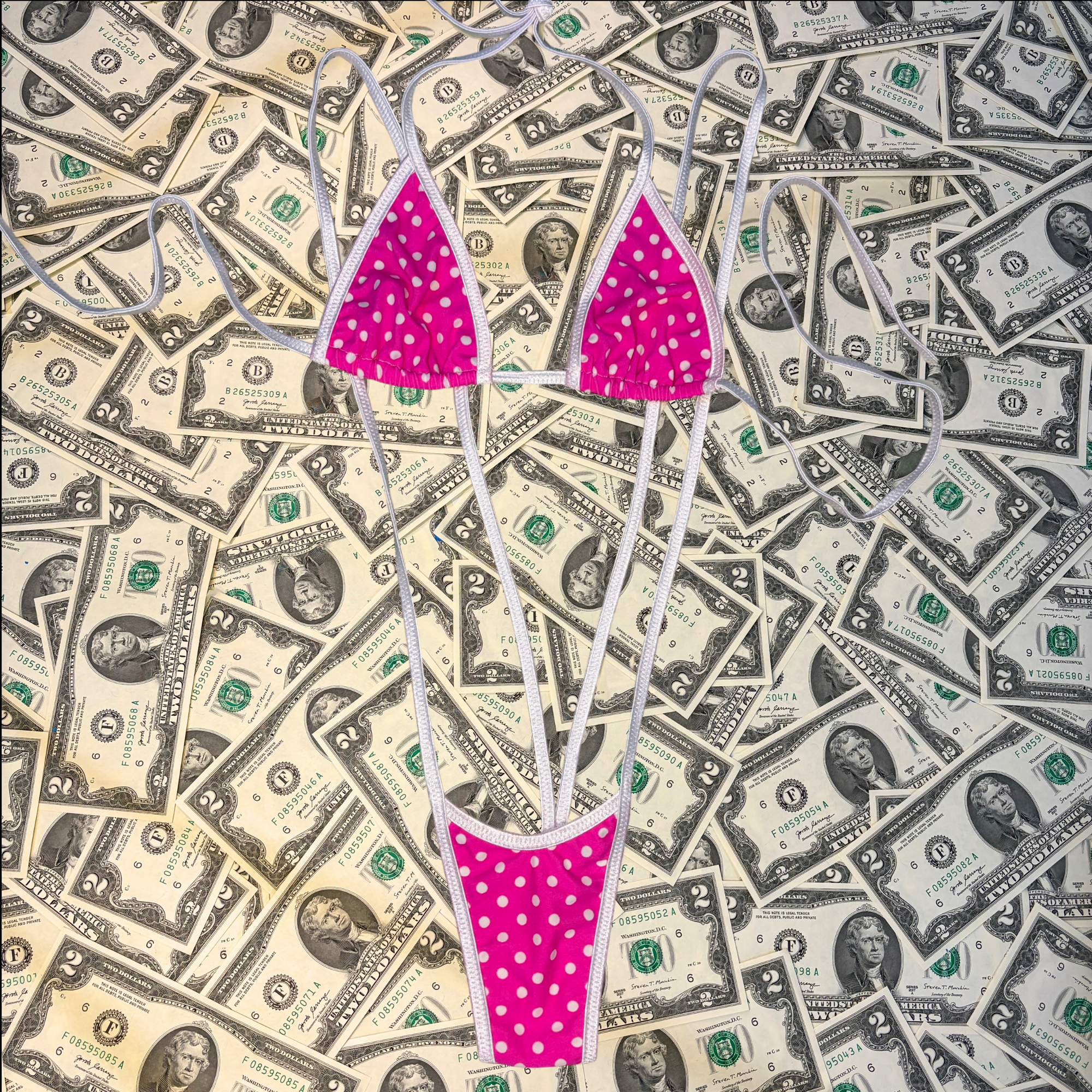 Pink Polka Dot Slingshot Bikini Set