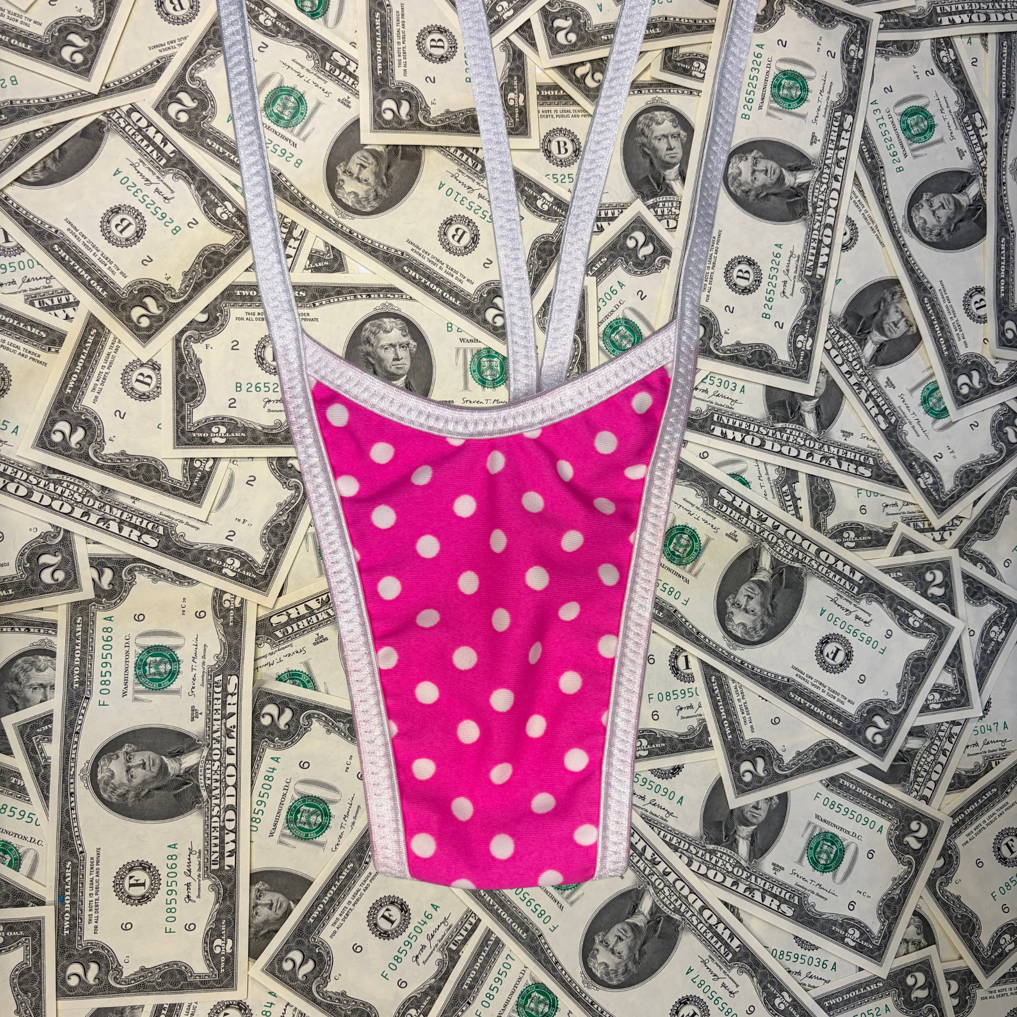 Pink Polka Dot Slingshot Bikini Set