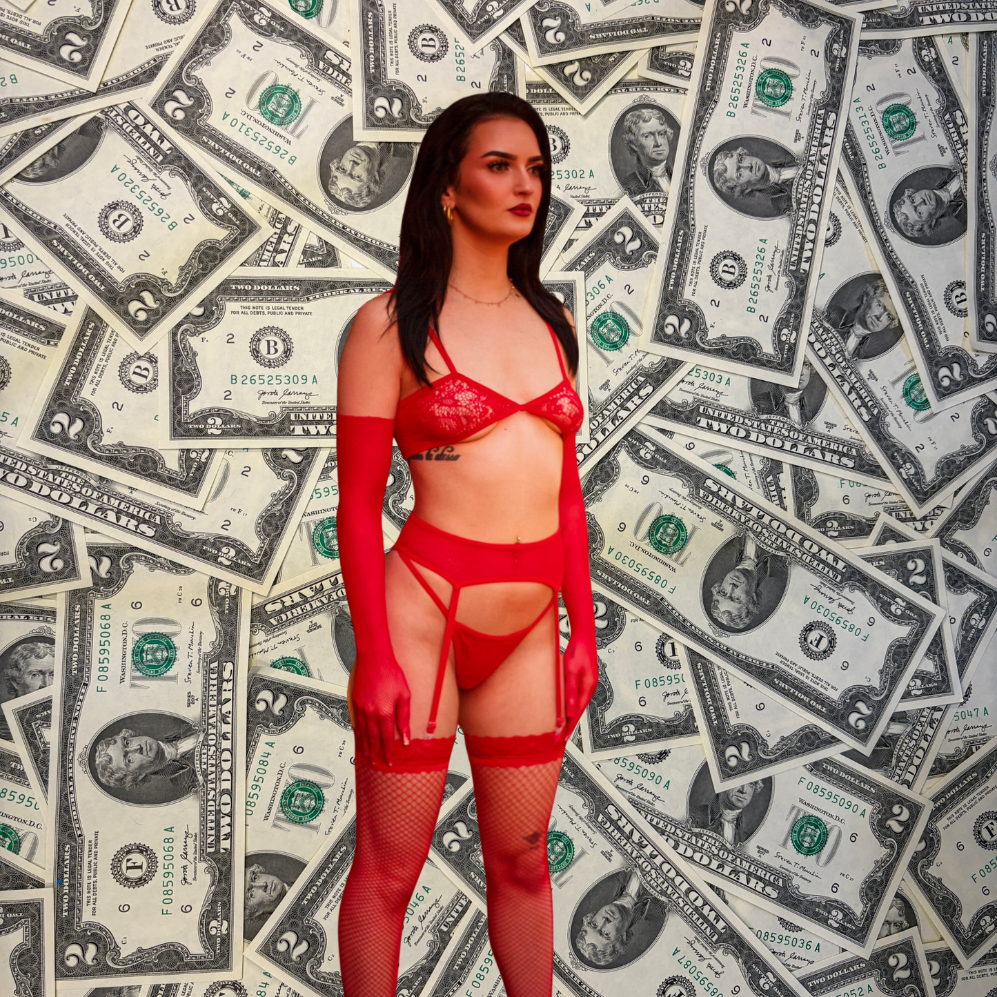 Red Hot Fishnet Glove Set