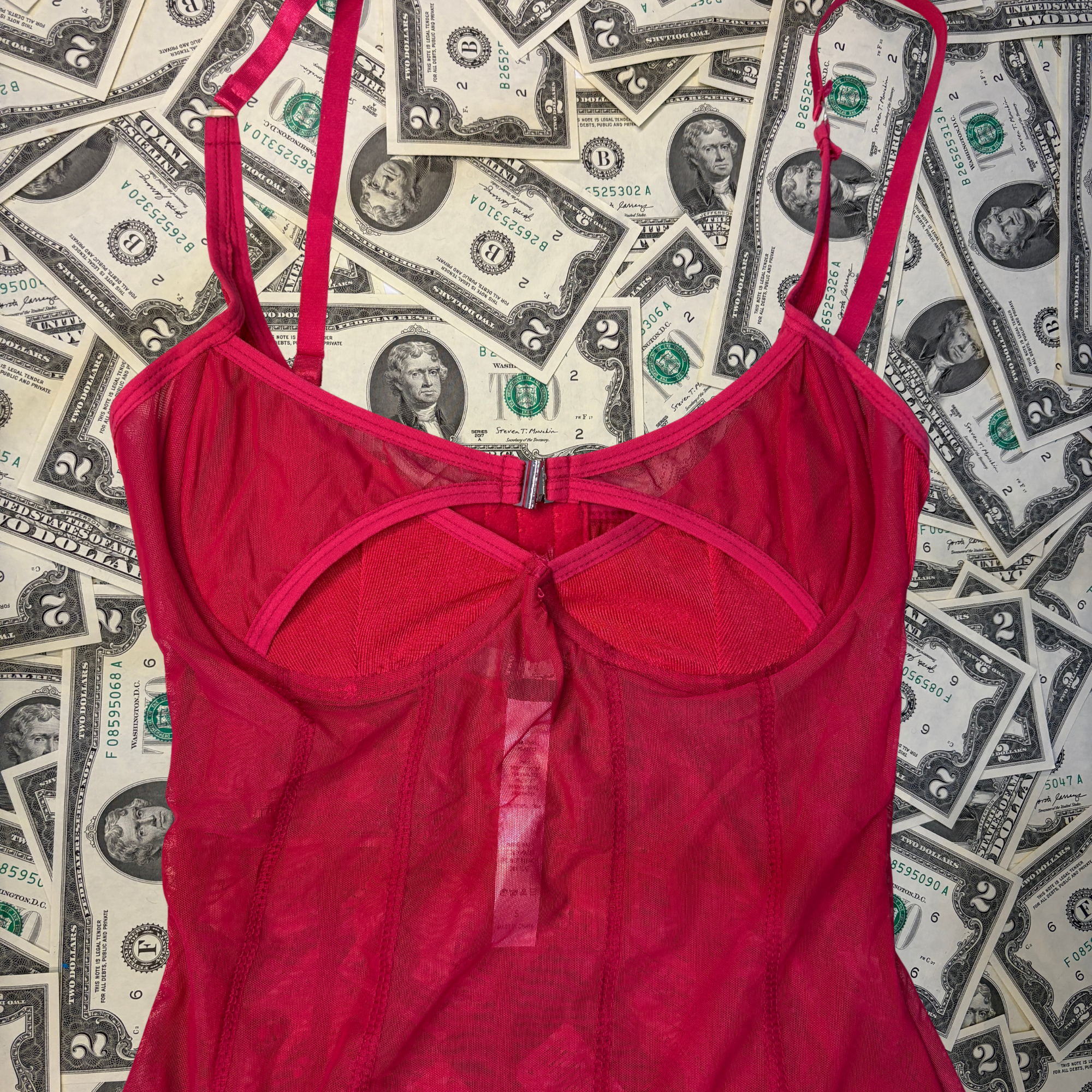 Sweetheart Rich Pink Mesh and Knit Chemise Set