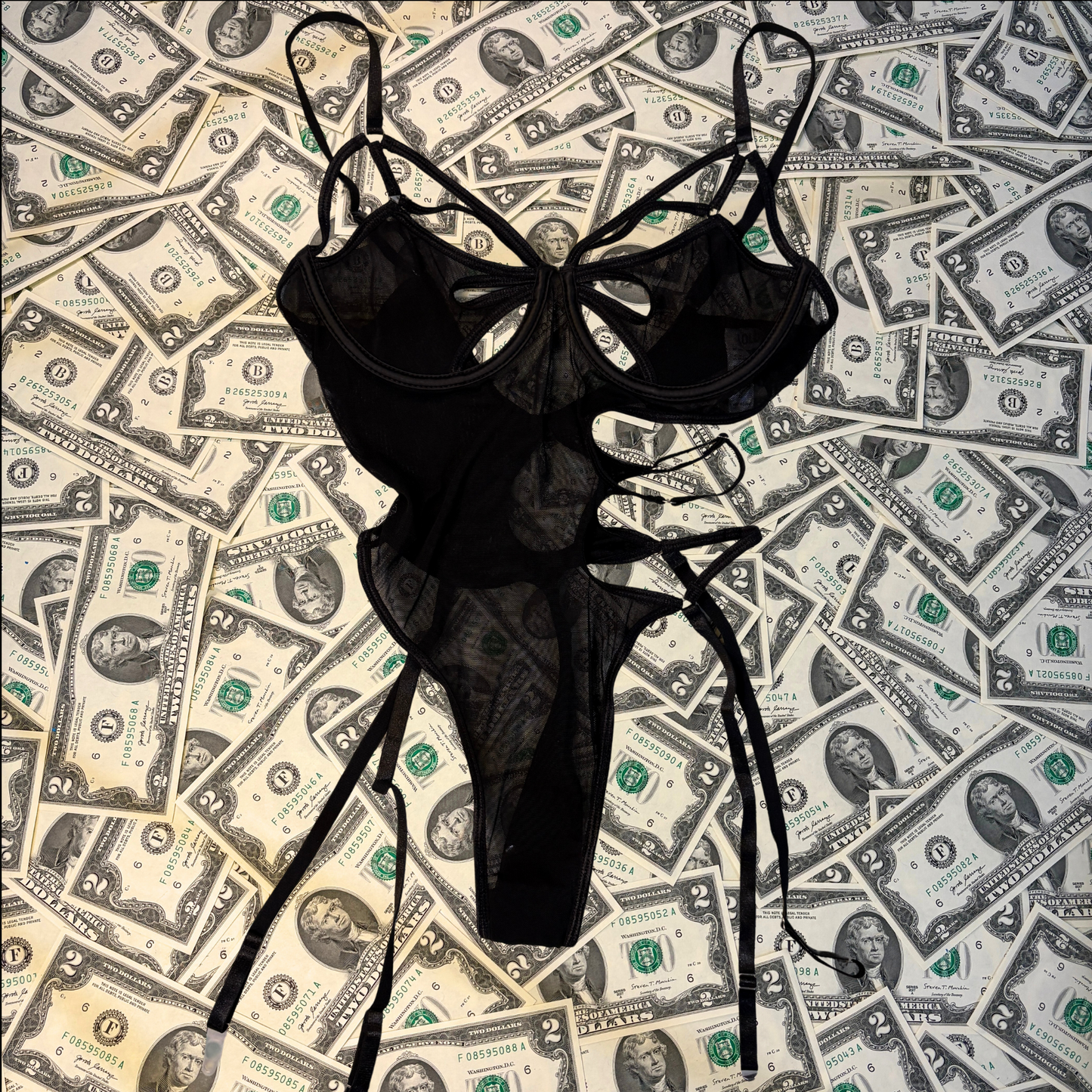 Noir Black Mesh Strappy Teddy