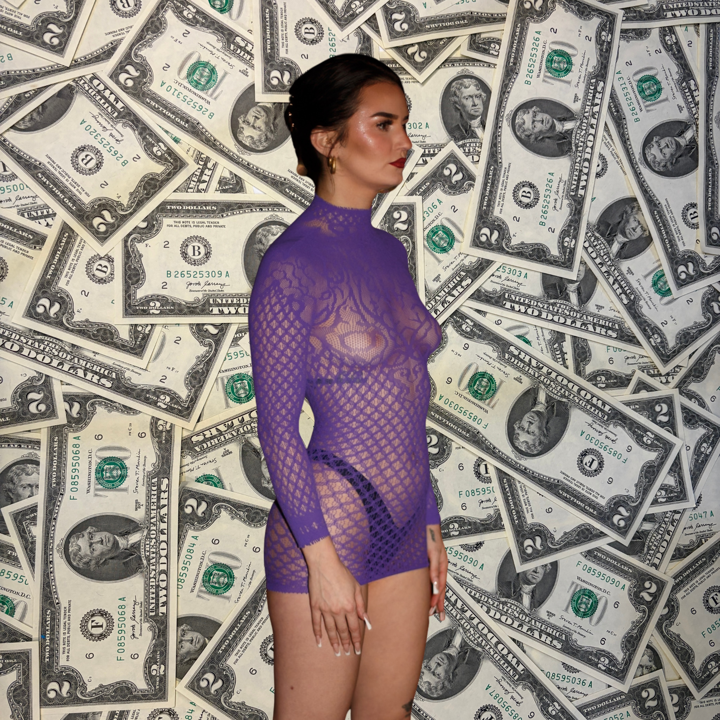 Vixen Fishnet High Neck Club Dress