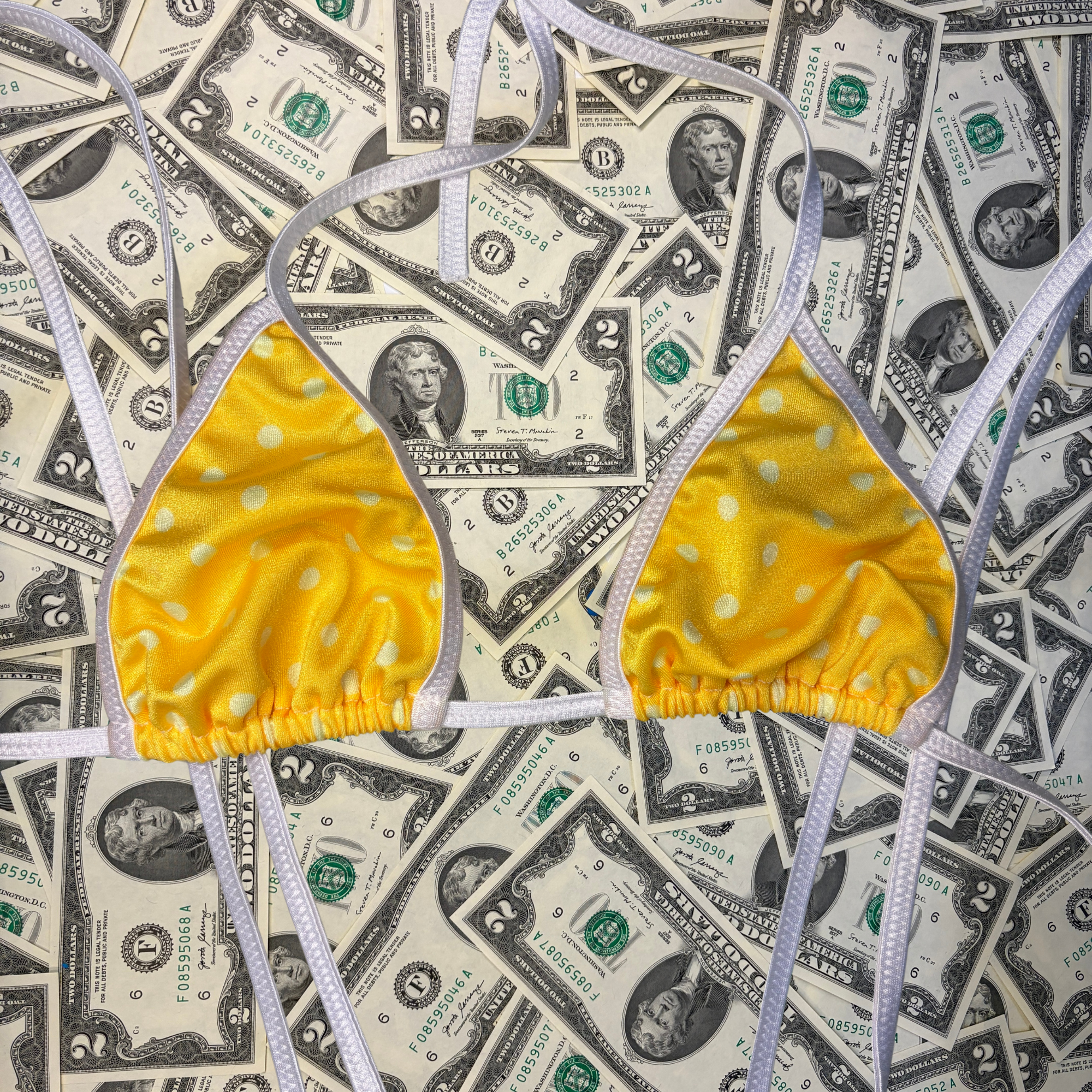 Yellow Polka Dot Slingshot Bikini Set