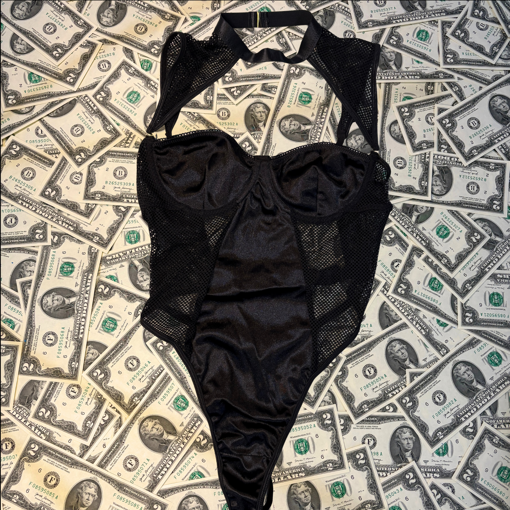 Temptress Satin Mesh High Neck Teddy