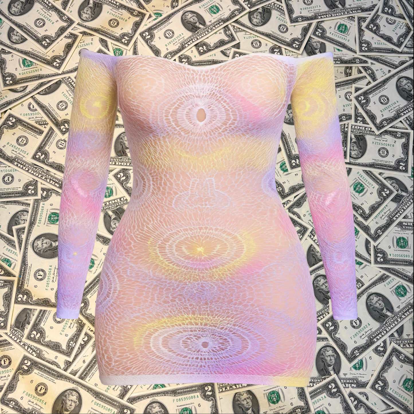 Galaxy Fishnet Off-Shoulder Club Dress