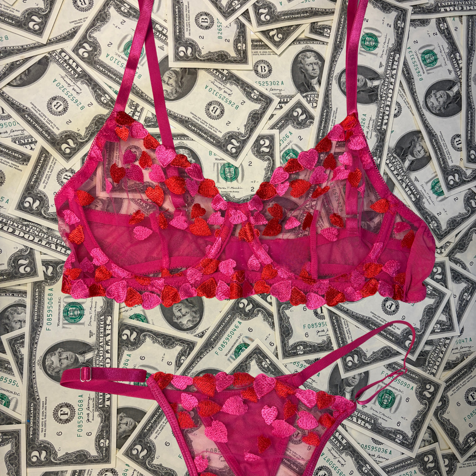 Be Mine Hot Pink Heart Lingerie Set