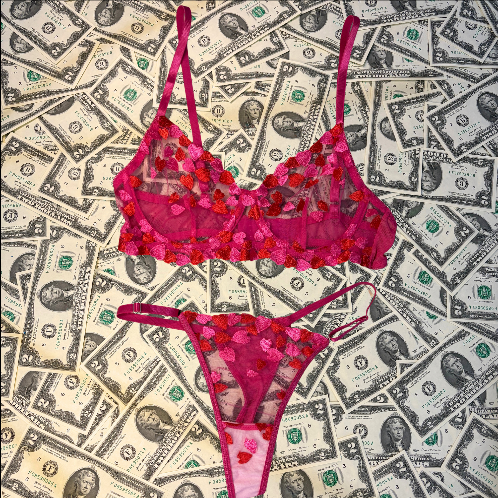 Be Mine Hot Pink Heart Lingerie Set