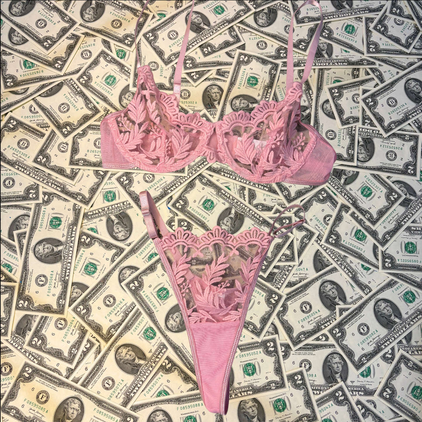 Xoxo Light Pink Applique Lingerie Set