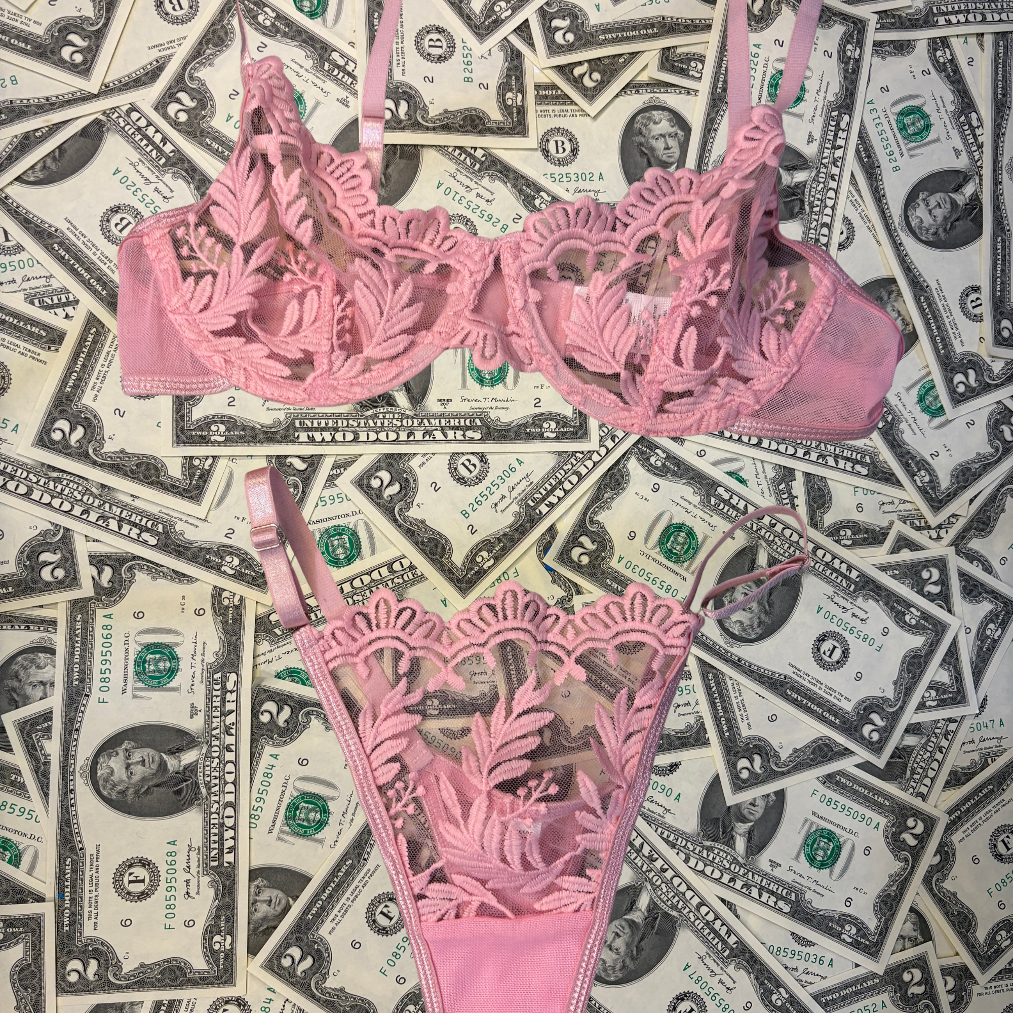 Xoxo Light Pink Applique Lingerie Set