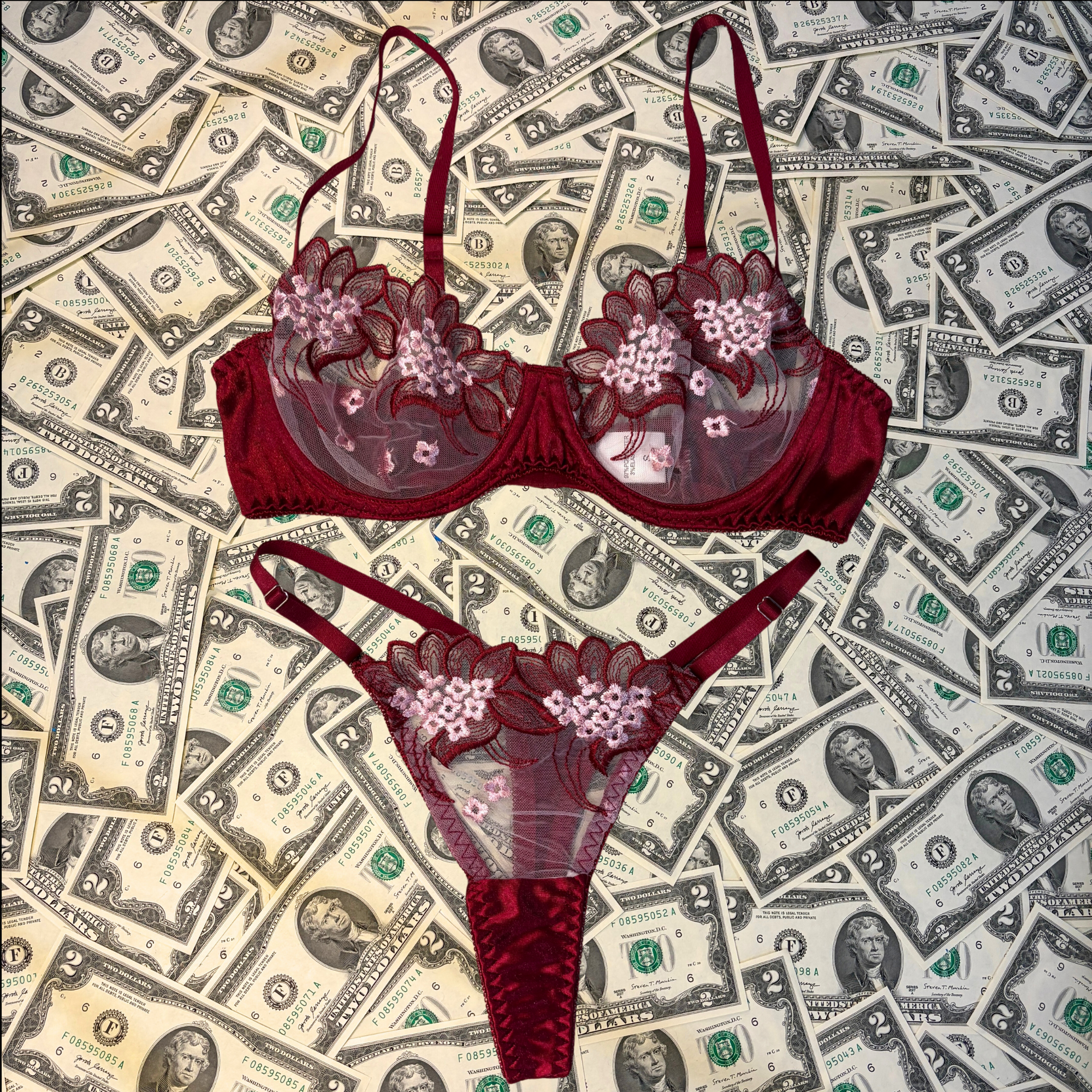 Harmless Crush Wine Red Lingerie Set