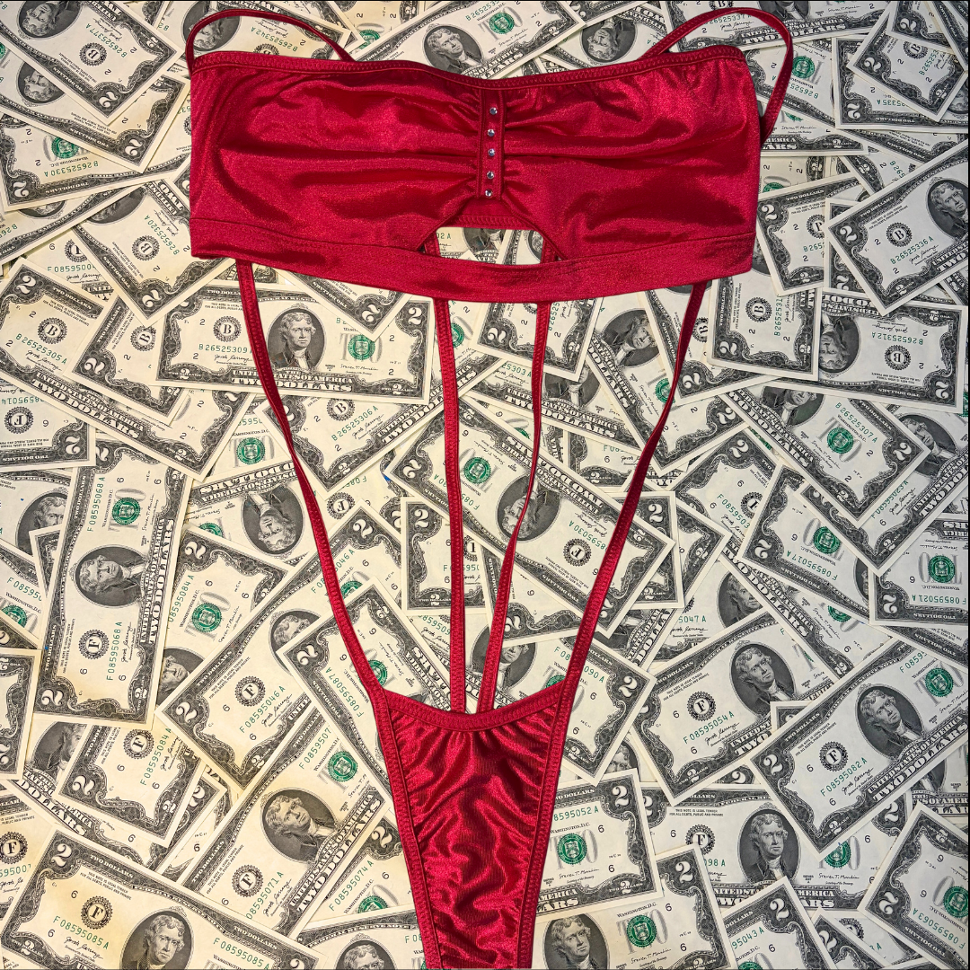 Red Rhinestone Tube Top Slingshot Set